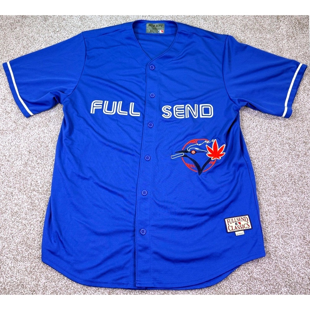 Nelk Boys Full Send Baseball Jersey Mens XL Blue Classics Parody Streetwear